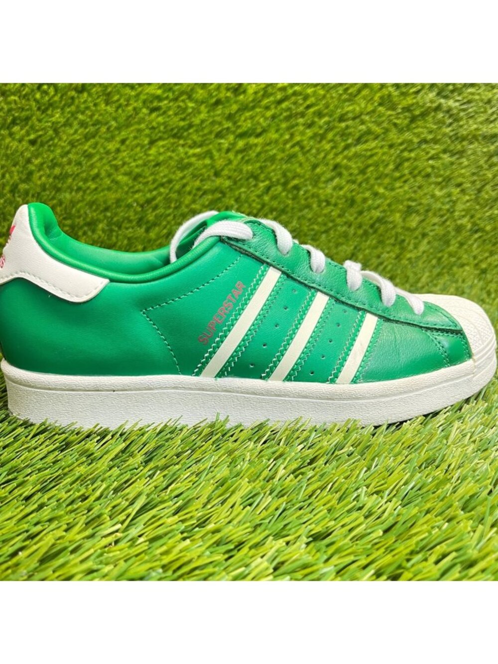 Adidas Originals Superstar J Boys Size 4.5Y Green White Athletic Shoes‎ Sneakers